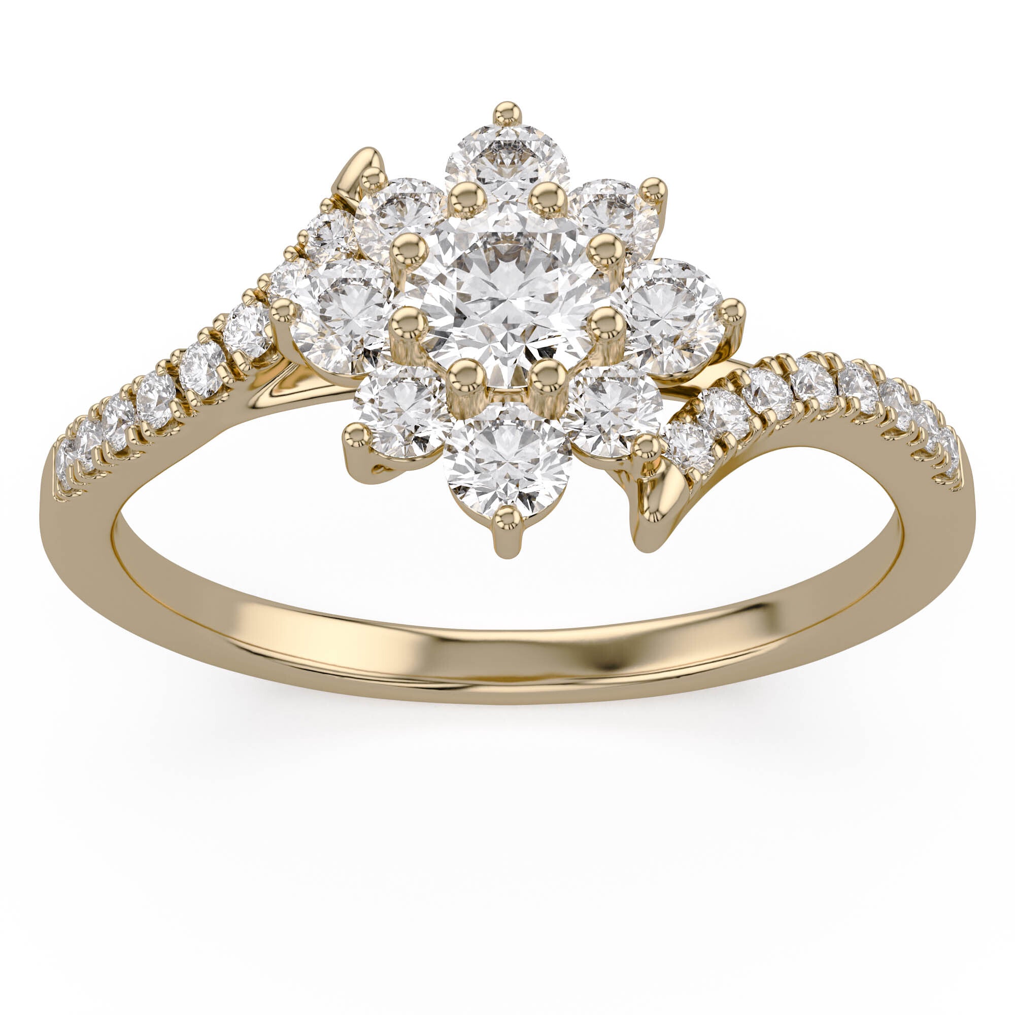 Floral Style Bypass Promise Lab Grown Diamond Ring