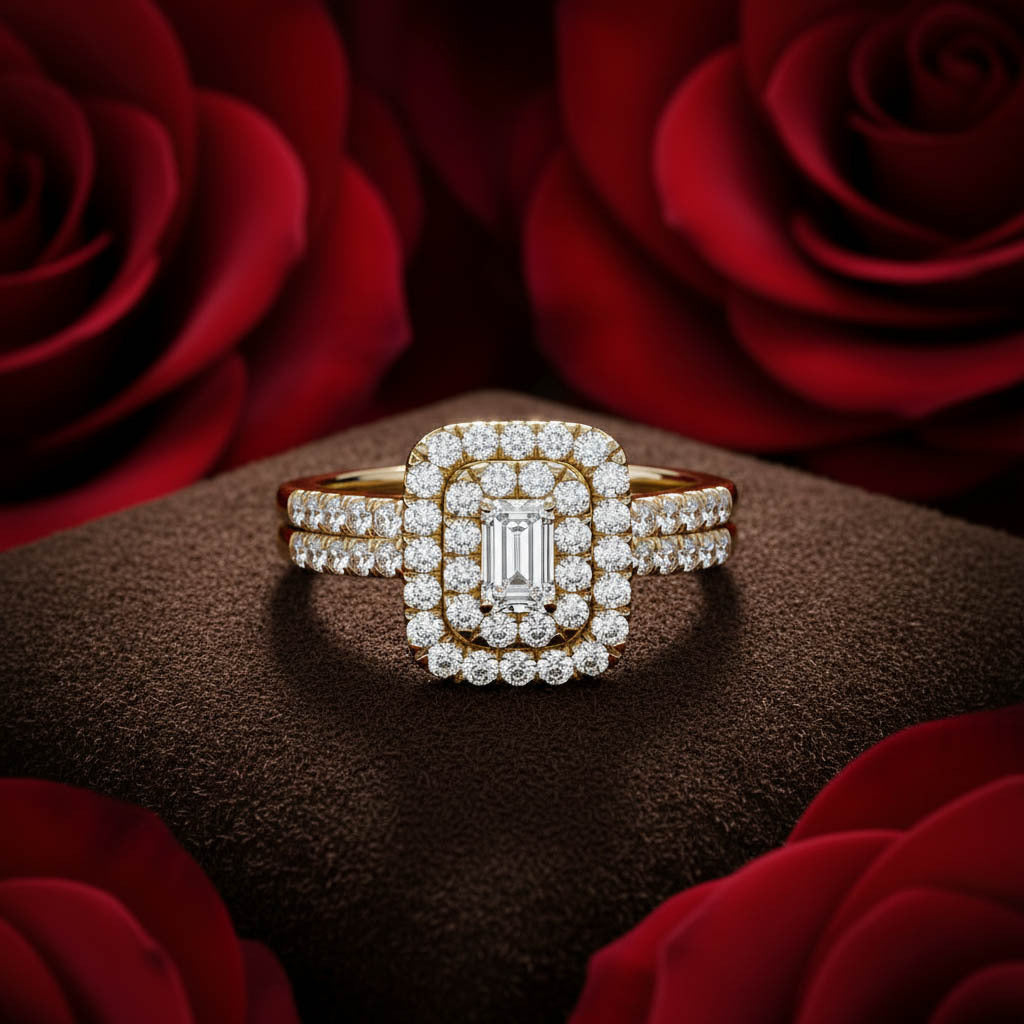 Double Halo Bridal Set Lab Grown Diamond Ring