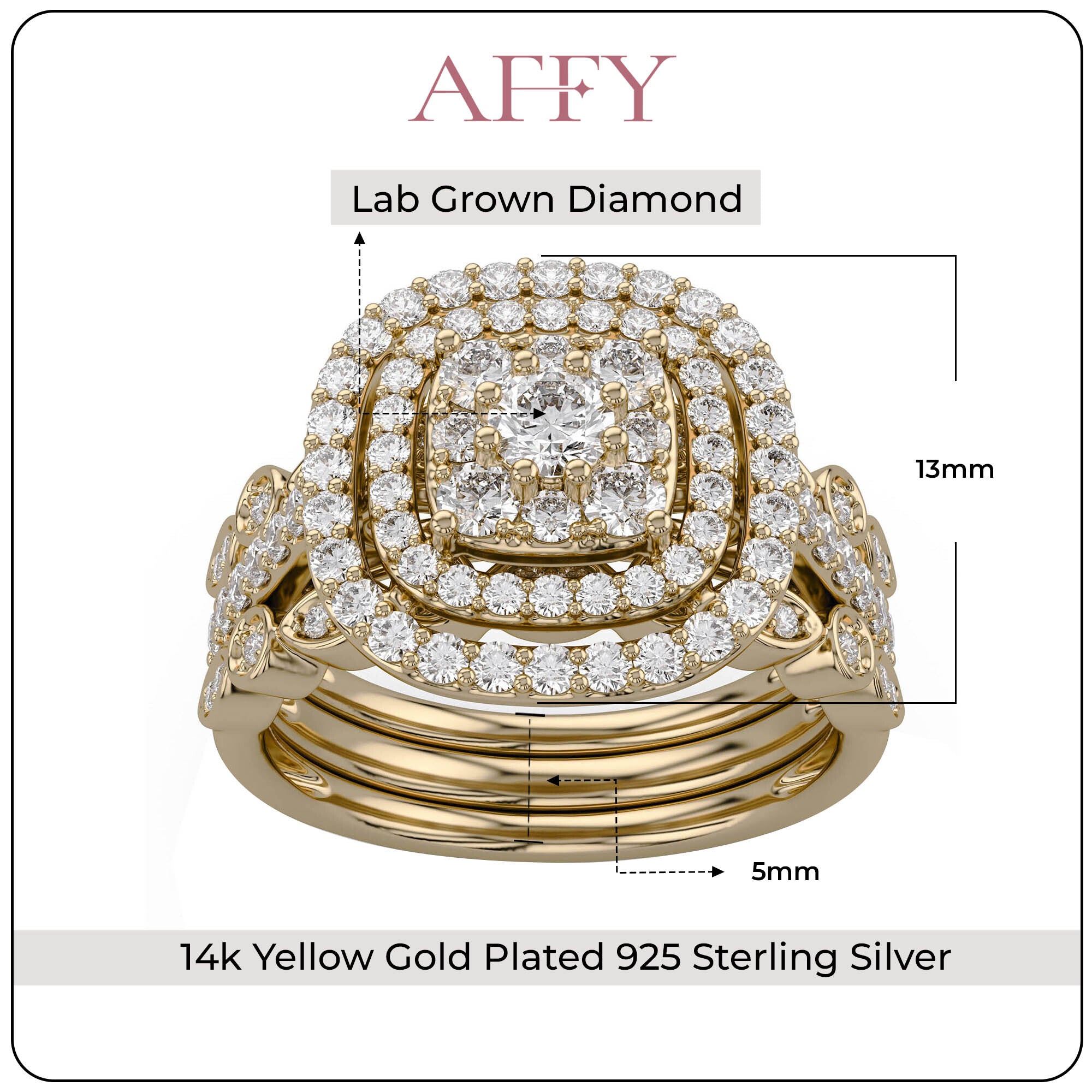 Art Deco Vintage Trio Set Lab Grown Diamond Ring