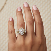 Marquise Cut Halo Engagement Lab Grown Diamond Ring