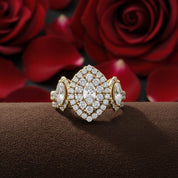 Marquise Cut Halo Engagement Lab Grown Diamond Ring