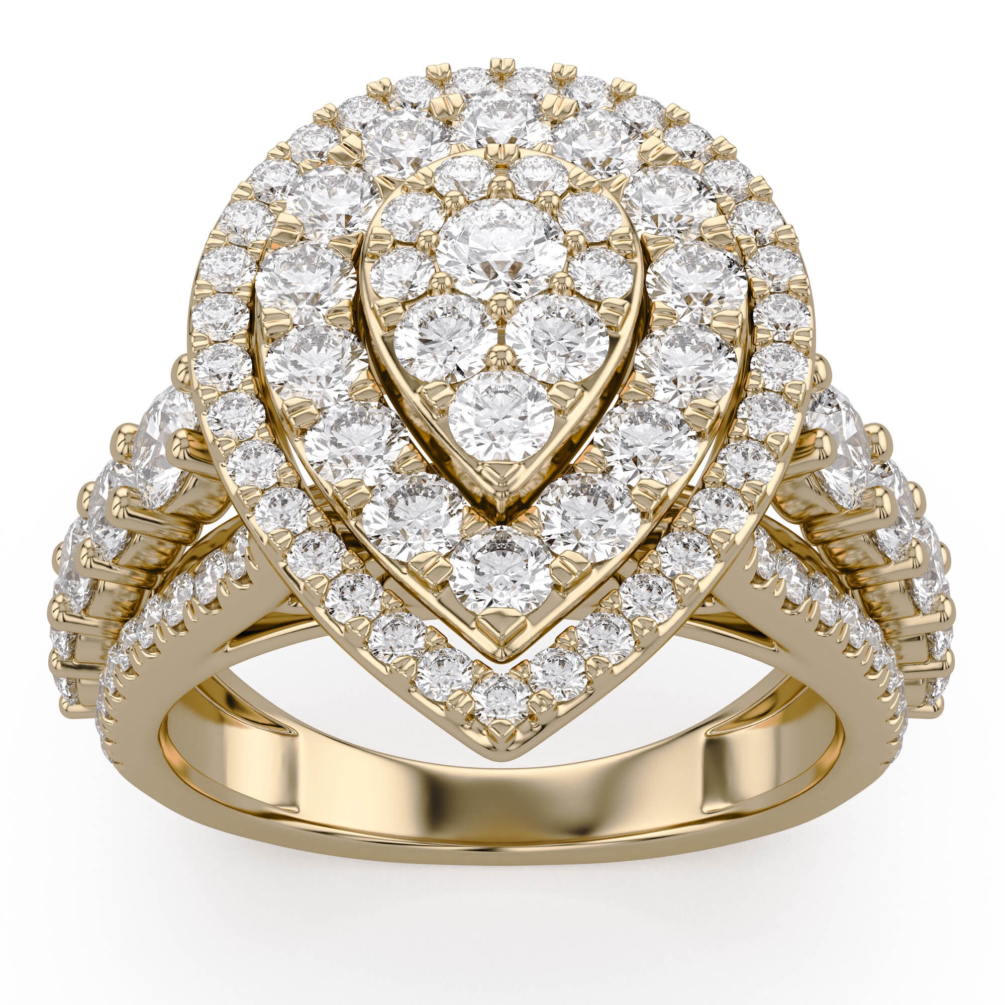 Double Halo Teardrop Engagement Lab Grown Diamond Ring