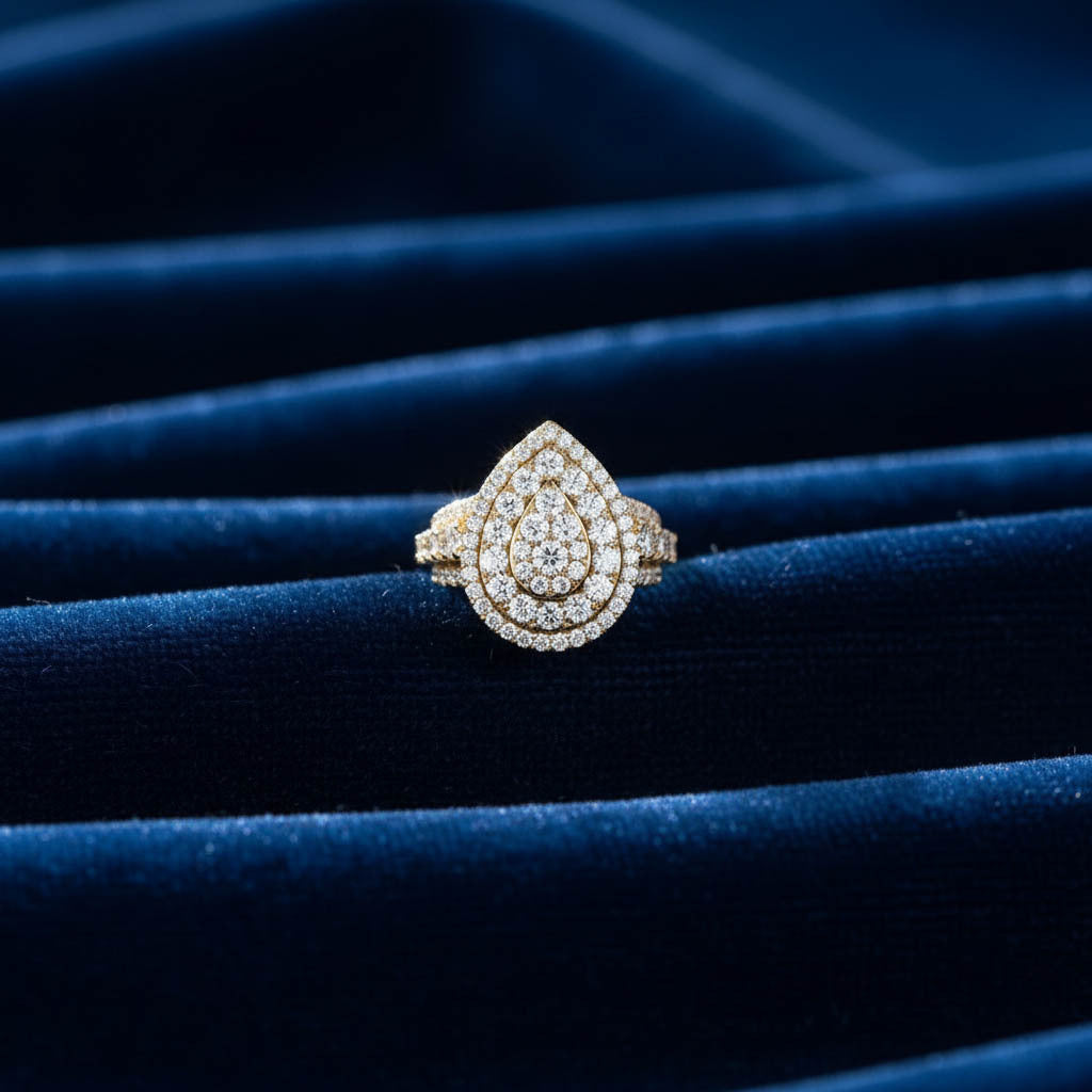 Double Halo Teardrop Engagement Lab Grown Diamond Ring