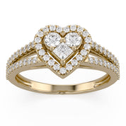 0.5 Ctw Lab Grown Diamond Split Shank Heart Promise Ring