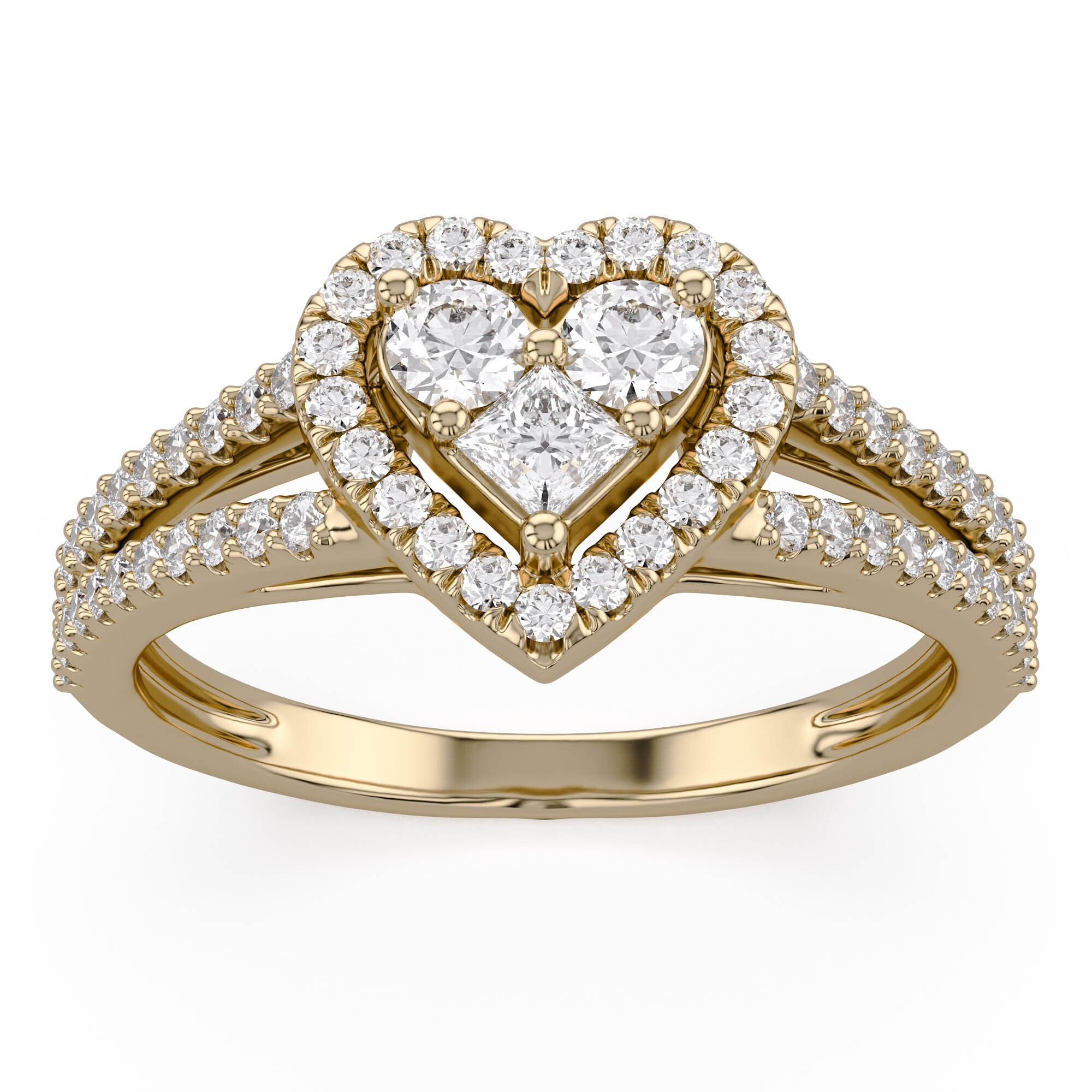 0.5 Ctw Lab Grown Diamond Split Shank Heart Promise Ring