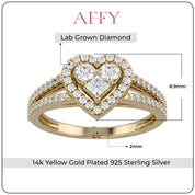 0.5 Ctw Lab Grown Diamond Split Shank Heart Promise Ring