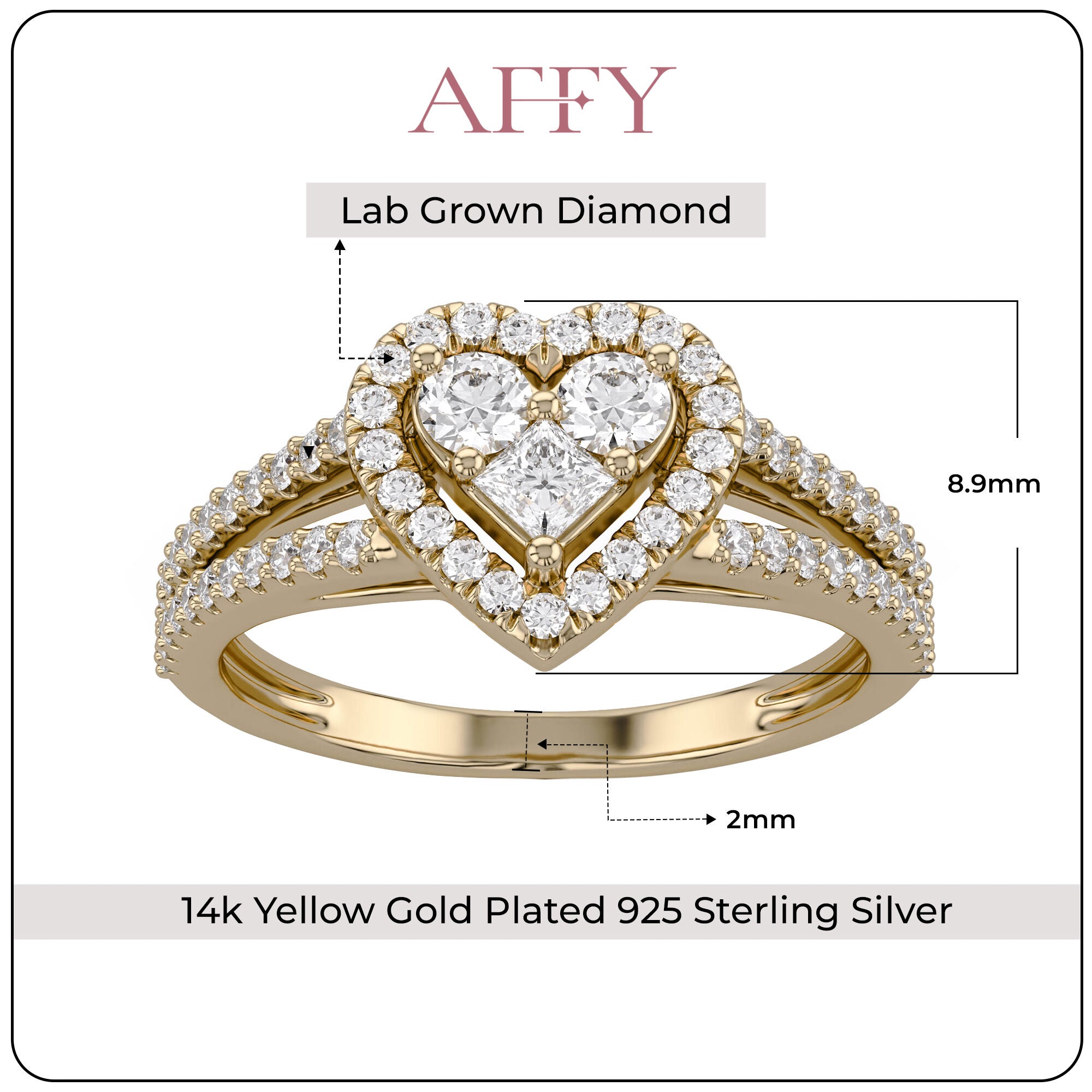 0.5 Ctw Lab Grown Diamond Split Shank Heart Promise Ring