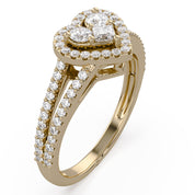 0.5 Ctw Lab Grown Diamond Split Shank Heart Promise Ring