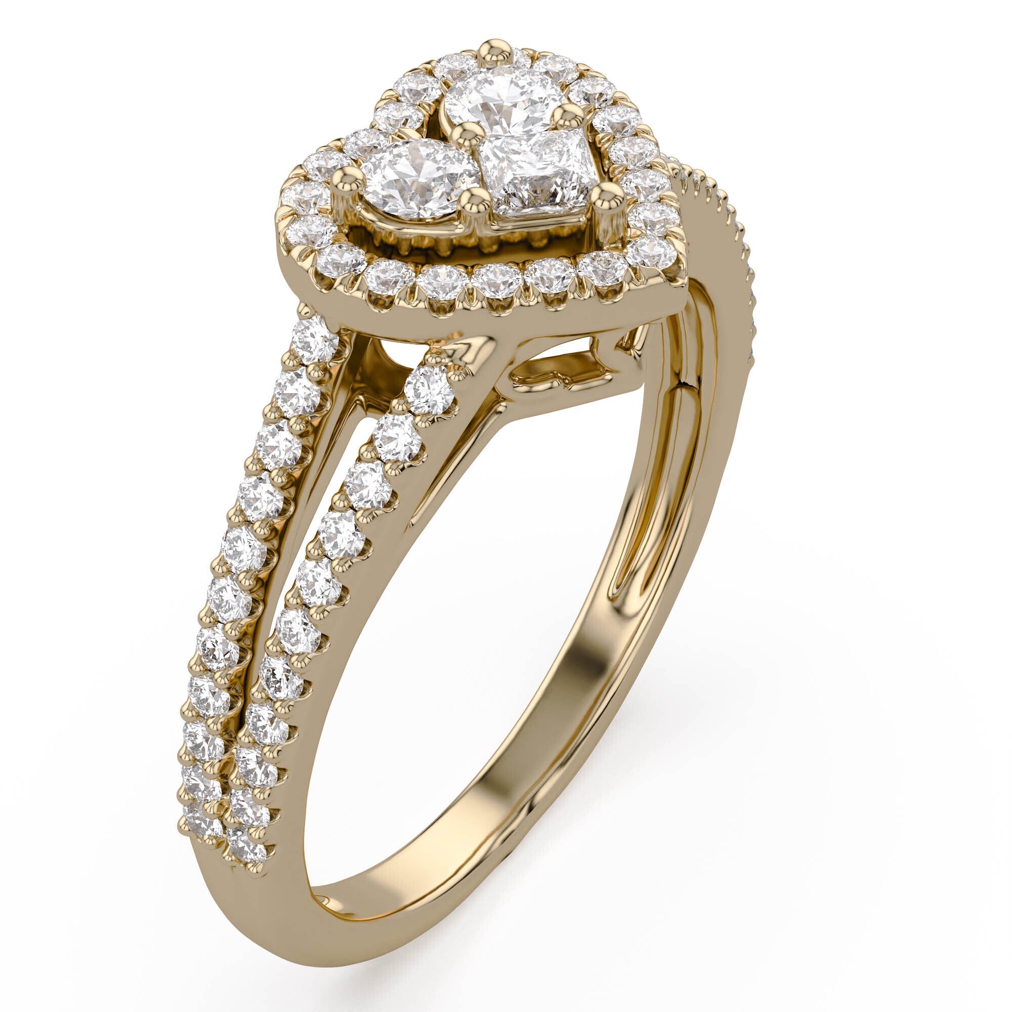 0.5 Ctw Lab Grown Diamond Split Shank Heart Promise Ring