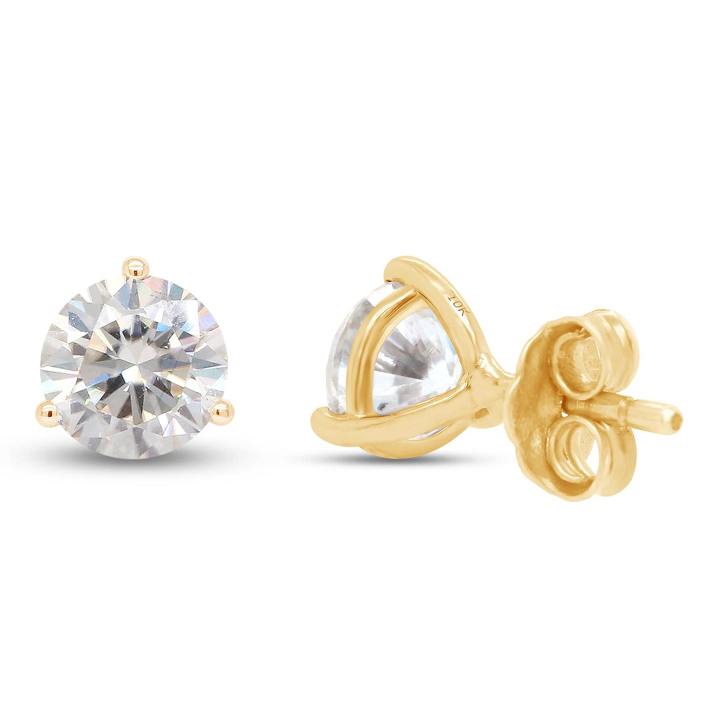 2 Carat 6.5MM Round Cut Lab Created Moissanite Diamond Solitaire Stud Earrings In 10K Or 14K Solid Gold Jewelry For Women