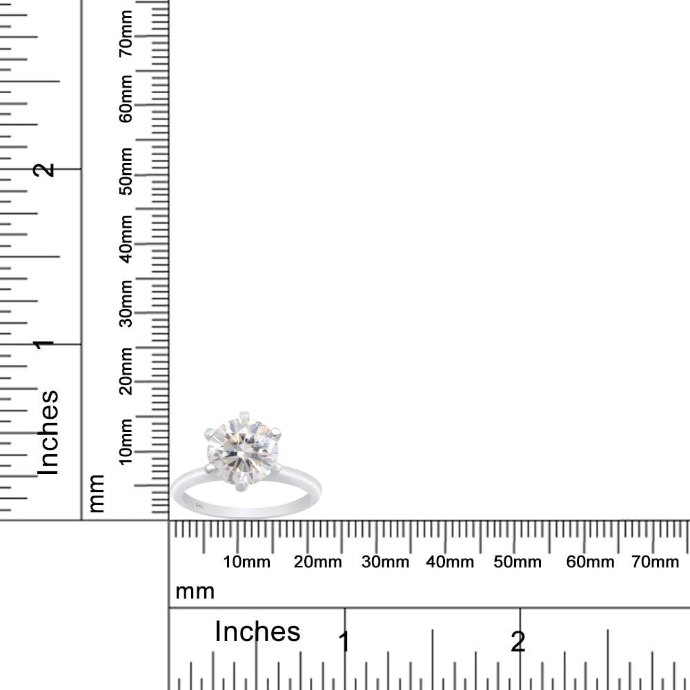 1 3/4 Carat 8.5MM Round Cut Lab Created Moissanite Diamond Solitaire Engagement Promise Ring for Women in 10K or 14K Solid Gold (1.75 Cttw)