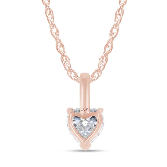 1/2 Carat 5MM Heart Cut Lab Created Moissanite Diamond Solitaire Pendant Necklace in 10K or 14K Solid Gold For Women (0.50 Cttw)