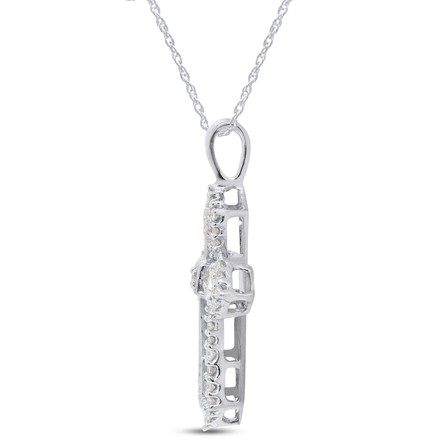 1/4 Carat Lab Created Moissanite Diamond Cross Pendant Necklace in 10K or 14K Solid Gold For Women (0.25 Cttw)