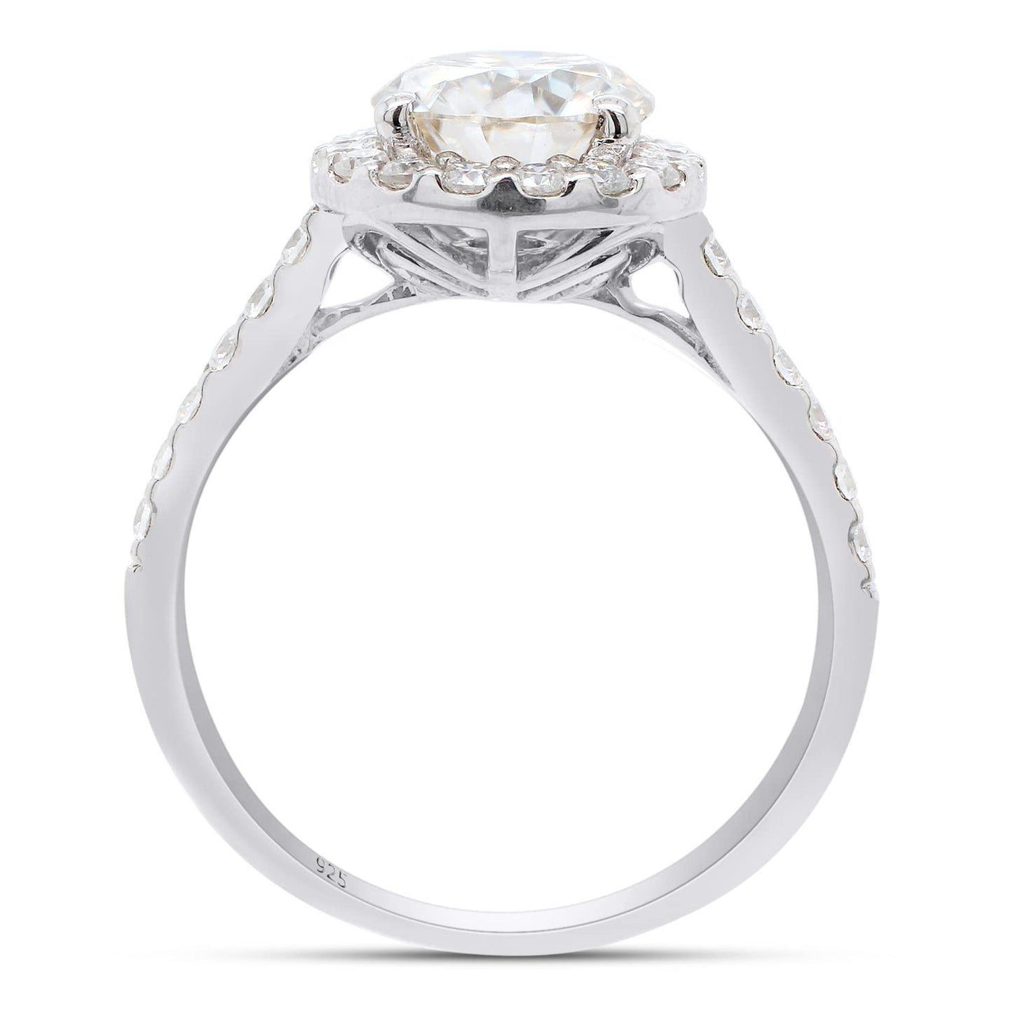 2.00 Carat Round Cut Lab Created Moissanite Diamond Halo Engagement Ring Jewelry for Women in 925 Sterling Silver