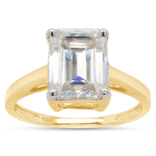 1.75 Carat 8X6MM Emerald Cut Lab Created Moissanite Diamond Solitaire Engagement Ring for Women in 925 Sterling Silver