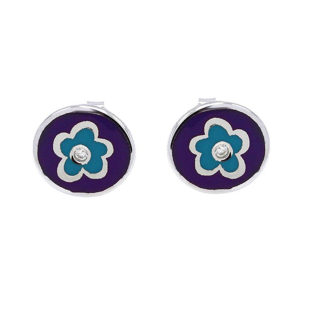 
                      
                        Sterling Silver Enamel Flower Cute Stud Post Earring 14K White Gold Over Sterling Silver
                      
                    