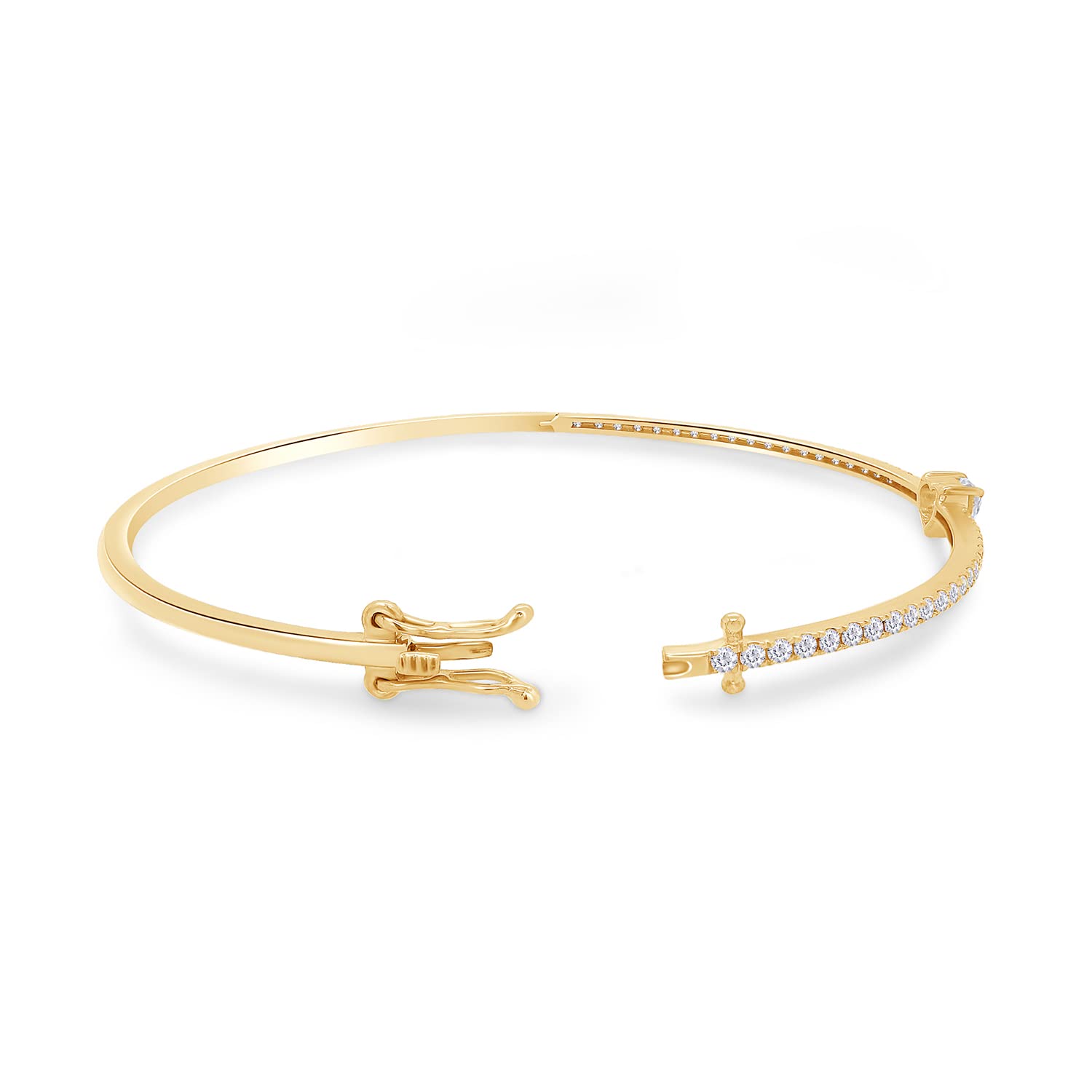 Heart & Round Lab Created Moissanite Tennis Bangle Bracelet