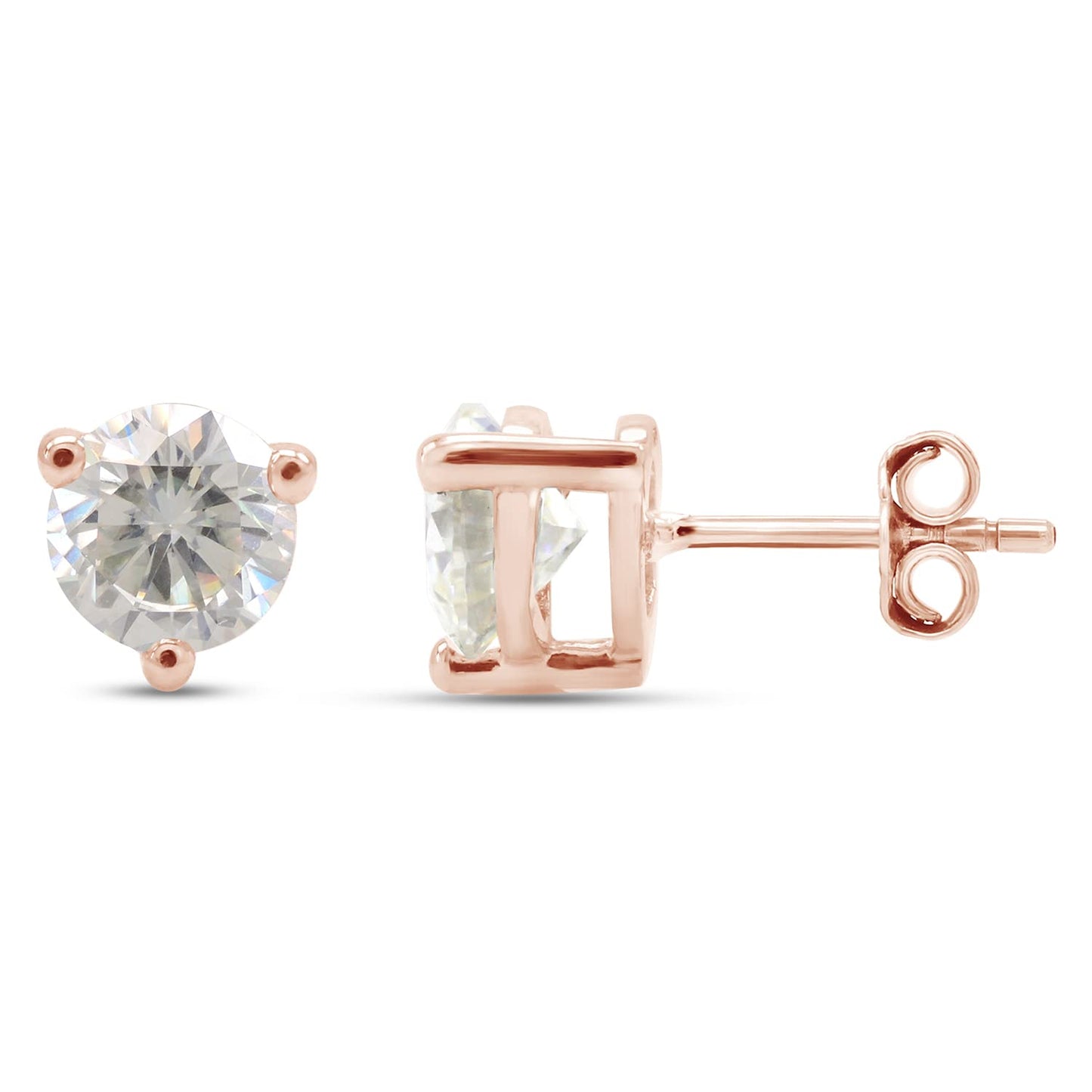 1 1/2 Carat 6MM Round Cut Lab Created Moissanite Diamond Solitaire Stud Earrings In 10K Or 14K Solid Gold (1.50 Cttw)