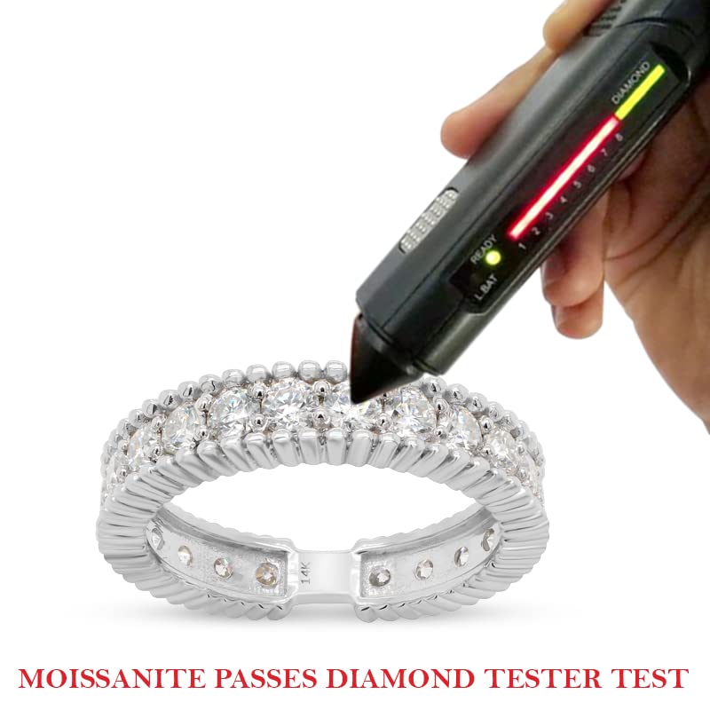 1 1/2 Carat Round Cut Lab Created Moissanite Diamond Beaded Eternity Wedding Band Ring for Women in 10K or 14K Solid Gold (1.50 Cttw)