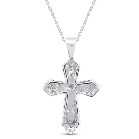 1/4 Carat Lab Created Moissanite Diamond Cross Pendant Necklace in 10K or 14K Solid Gold For Women (0.25 Cttw)
