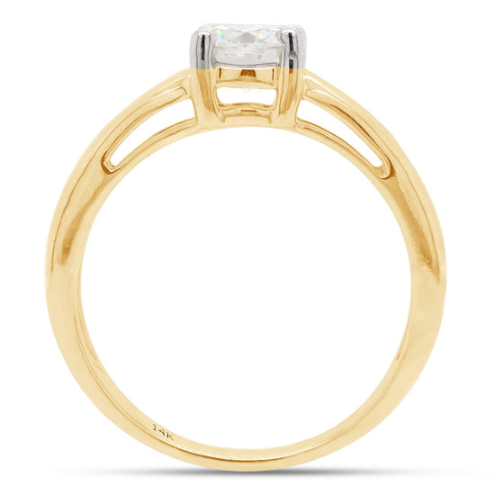 1 Carat 6.5MM Round Cut Lab Created Moissanite Diamond Solitaire Engagement Rings for Women in 10K or 14K Solid Gold