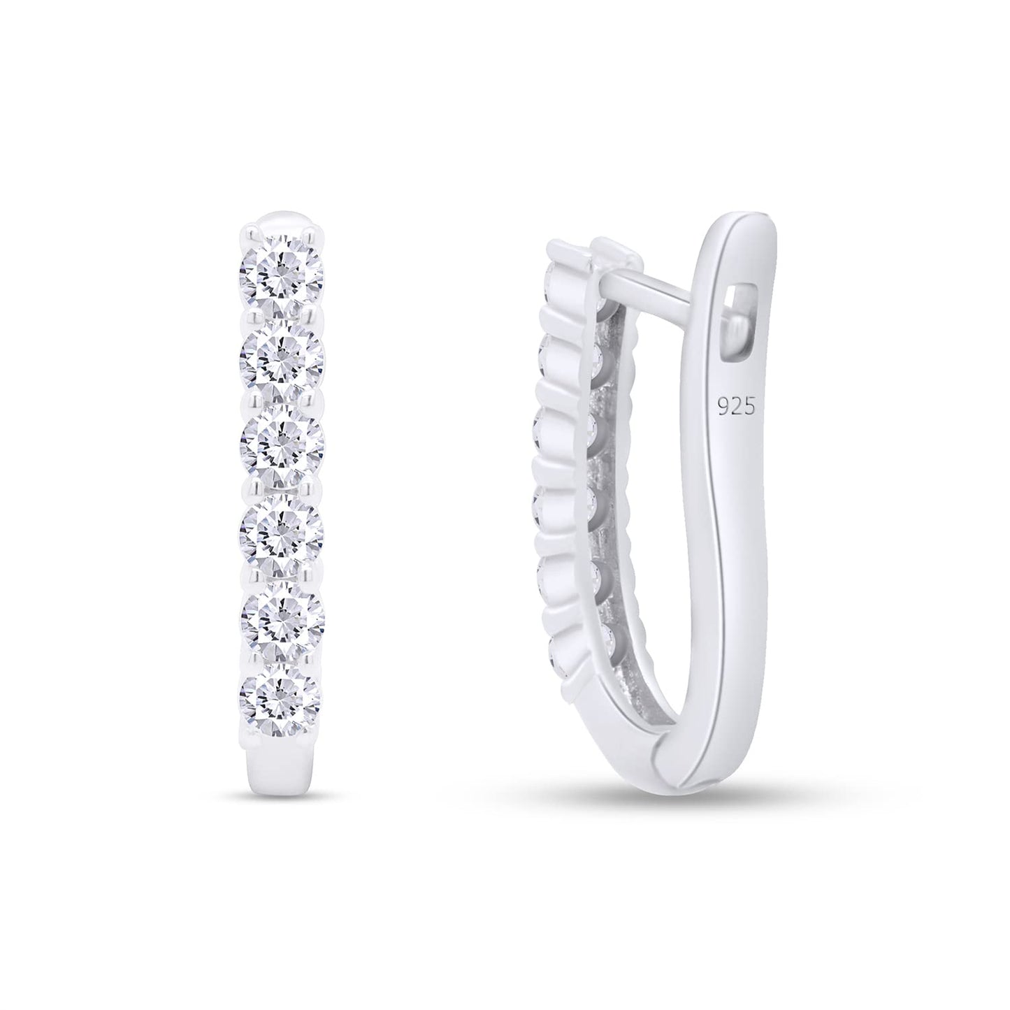 3/4 Carat Lab Created Moissanite Diamond Huggie Hoop Earring In 925 Sterling Silver (VVS1 Clarity, 0.75 Cttw)