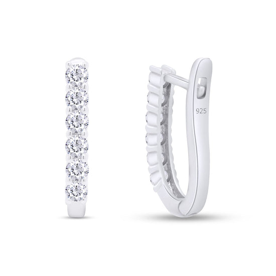 3/4 Carat Lab Created Moissanite Diamond Huggie Hoop Earring In 925 Sterling Silver (VVS1 Clarity, 0.75 Cttw)