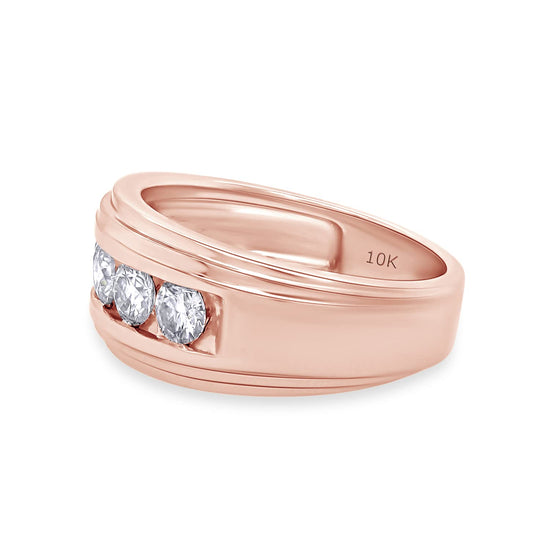 1.00 Carat Lab Created Moissanite Diamond Channel Set Men's Anniversary Wedding Band Ring In 10K Or 14K Solid Gold