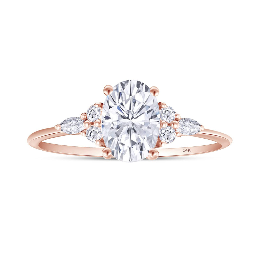 
                      
                        3 Carat Center 10X8MM Oval, Marquise & Round Cut Lab Created Moissanite Diamond Solitaire Engagement Ring In 10K Or 14K Solid Gold
                      
                    