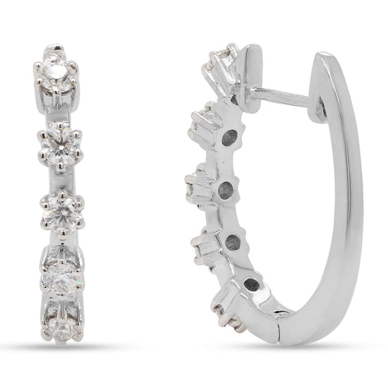 0.50 Carat Round Cut Lab Created Moissanite Diamond Five Stone Hoop Earrings In 925 Sterling Silver Jewelry For Women