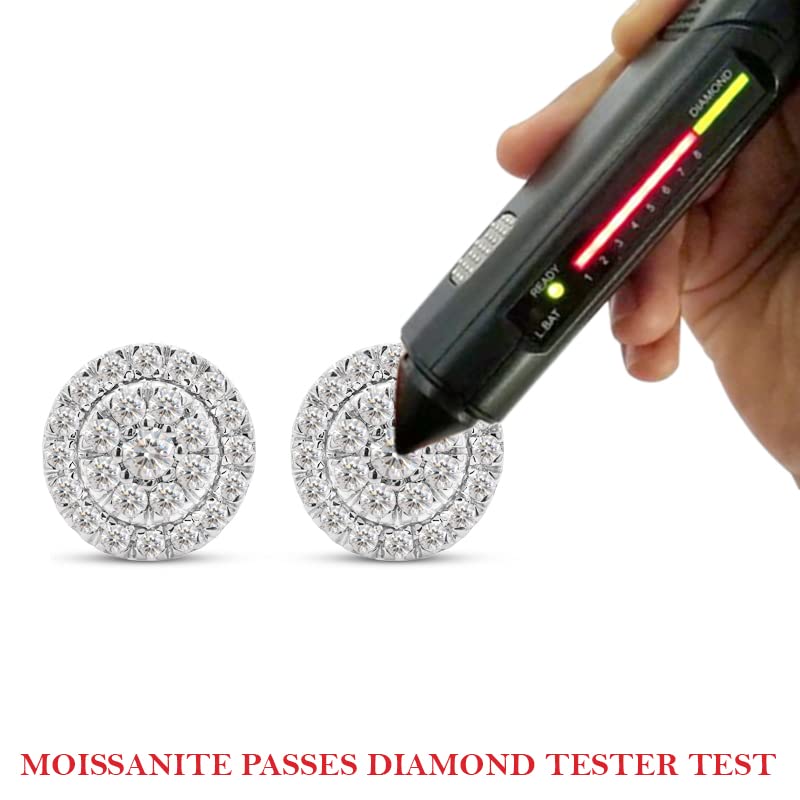 
                      
                        0.90 Carat Round Cut Lab Created Moissanite Diamond Halo Cluster Stud Earrings For Women In 10K Or 14K Solid Gold
                      
                    