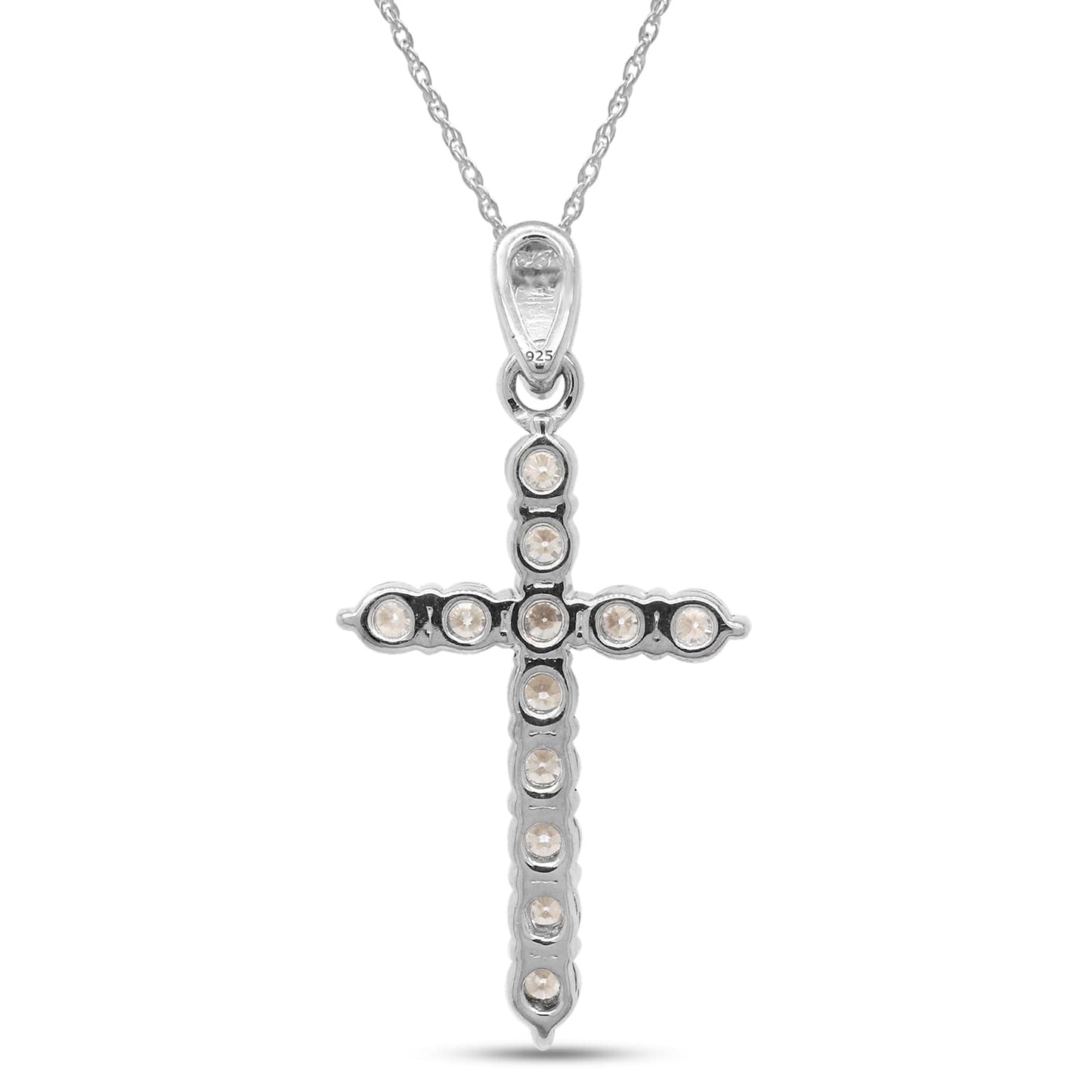 1 1/10 Carat Lab Created Moissanite Diamond Cross Pendant Necklace In 925 Sterling Silver (1.10 Cttw)