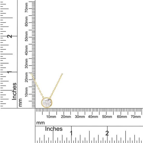 1.00 Carat 6.5MM Round Lab Created Moissanite Diamond Bezel Set Solitaire Pendant Necklace In 925 Sterling Silver