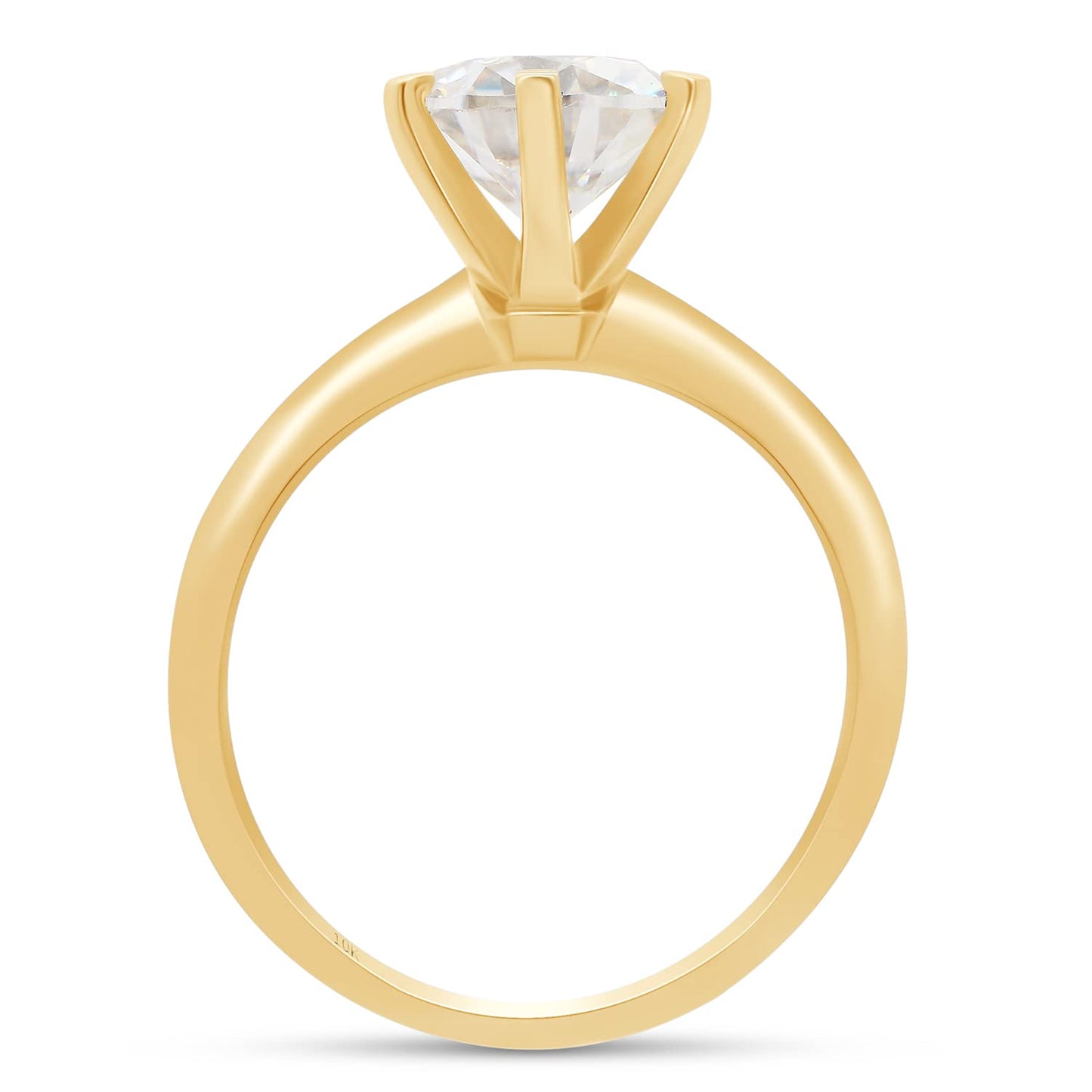 1 3/4 Carat 8.5MM Round Cut Lab Created Moissanite Diamond Solitaire Engagement Promise Ring for Women in 10K or 14K Solid Gold (1.75 Cttw)
