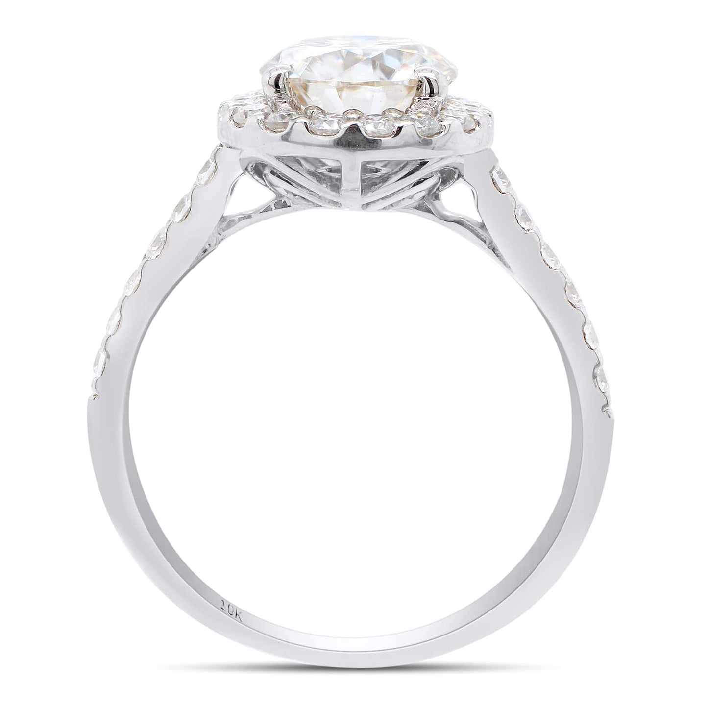 2.00 Carat Round Cut Lab Created Moissanite Diamond Halo Engagement Ring Jewelry for Women in 10K or 14K Solid Gold (2.00 Cttw)
