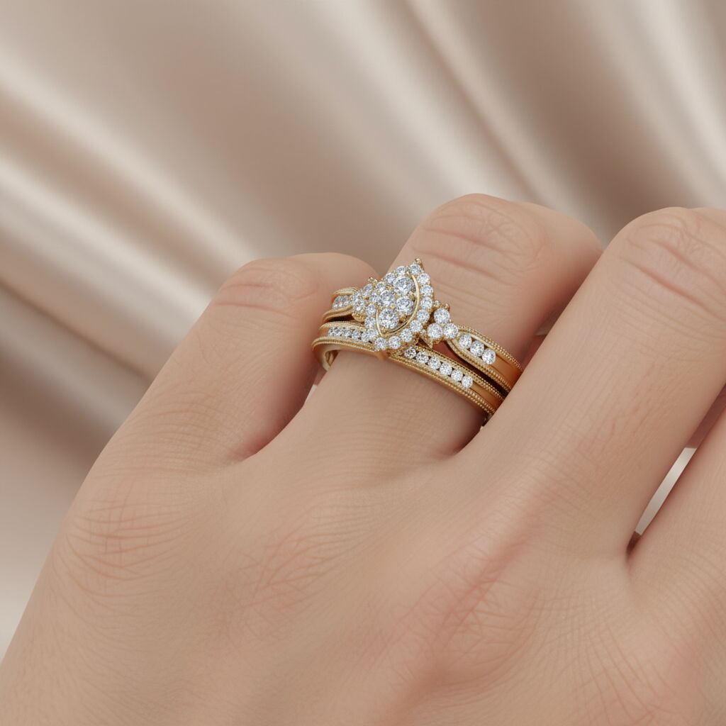 Marquise Cut Bridal Set Lab Grown Diamond Ring