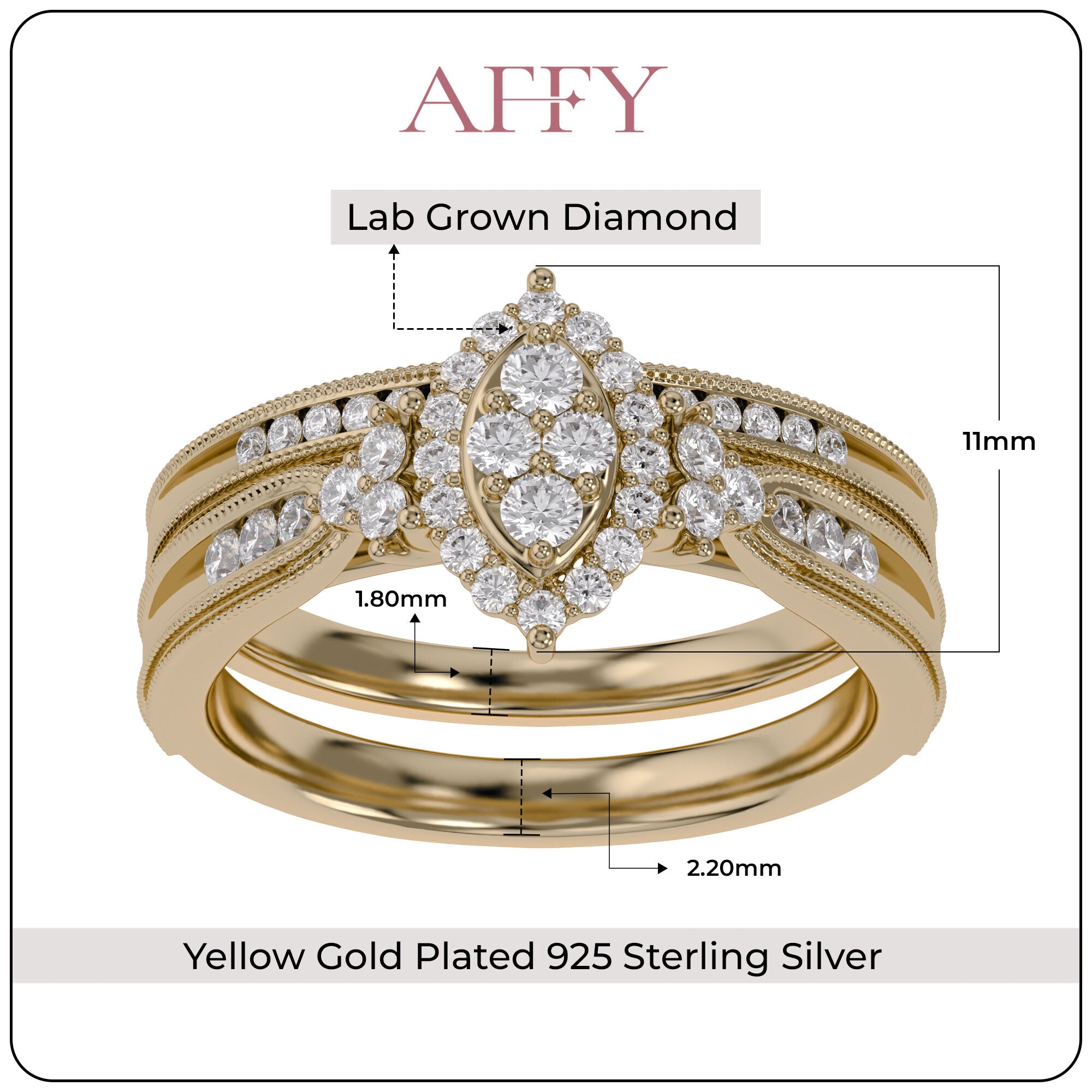 Marquise Cut Bridal Set Lab Grown Diamond Ring