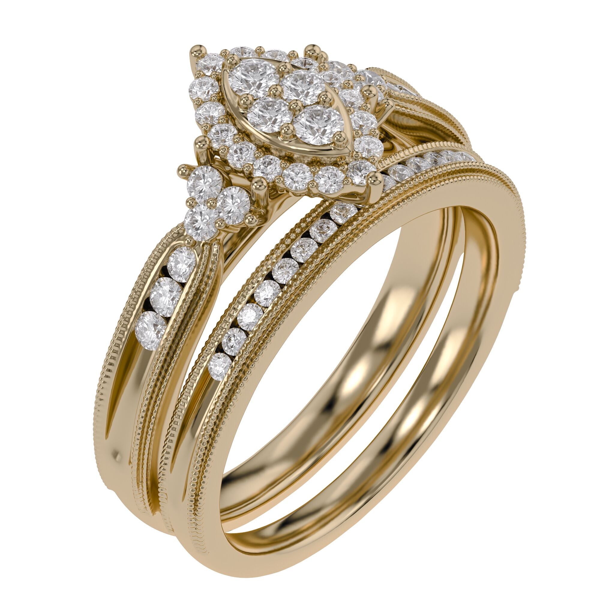 Marquise Cut Bridal Set Lab Grown Diamond Ring