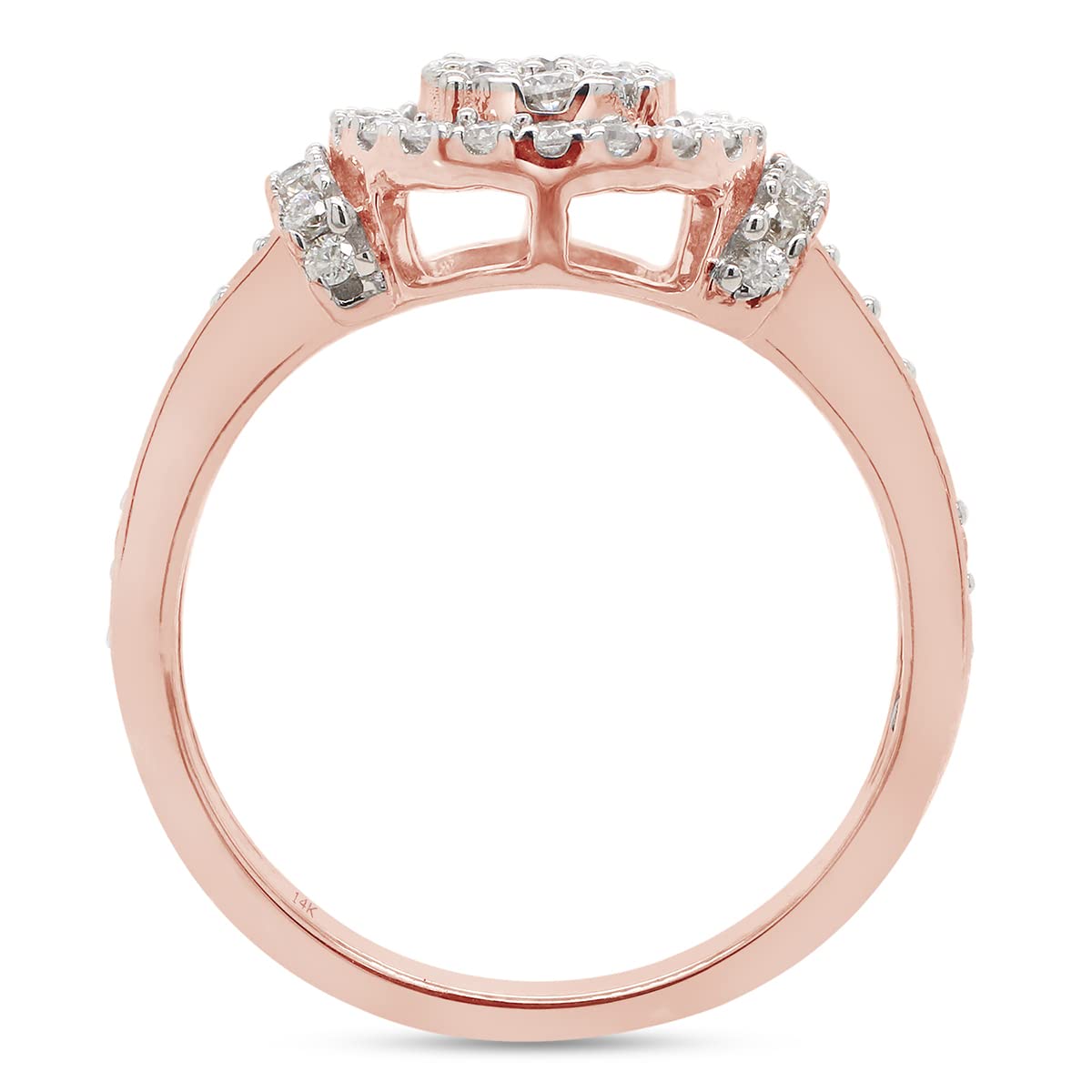 0.60 Carat Round Cut Lab Created Moissanite Diamond Cluster Engagement Ring for Women in 10K or 14K Solid Gold