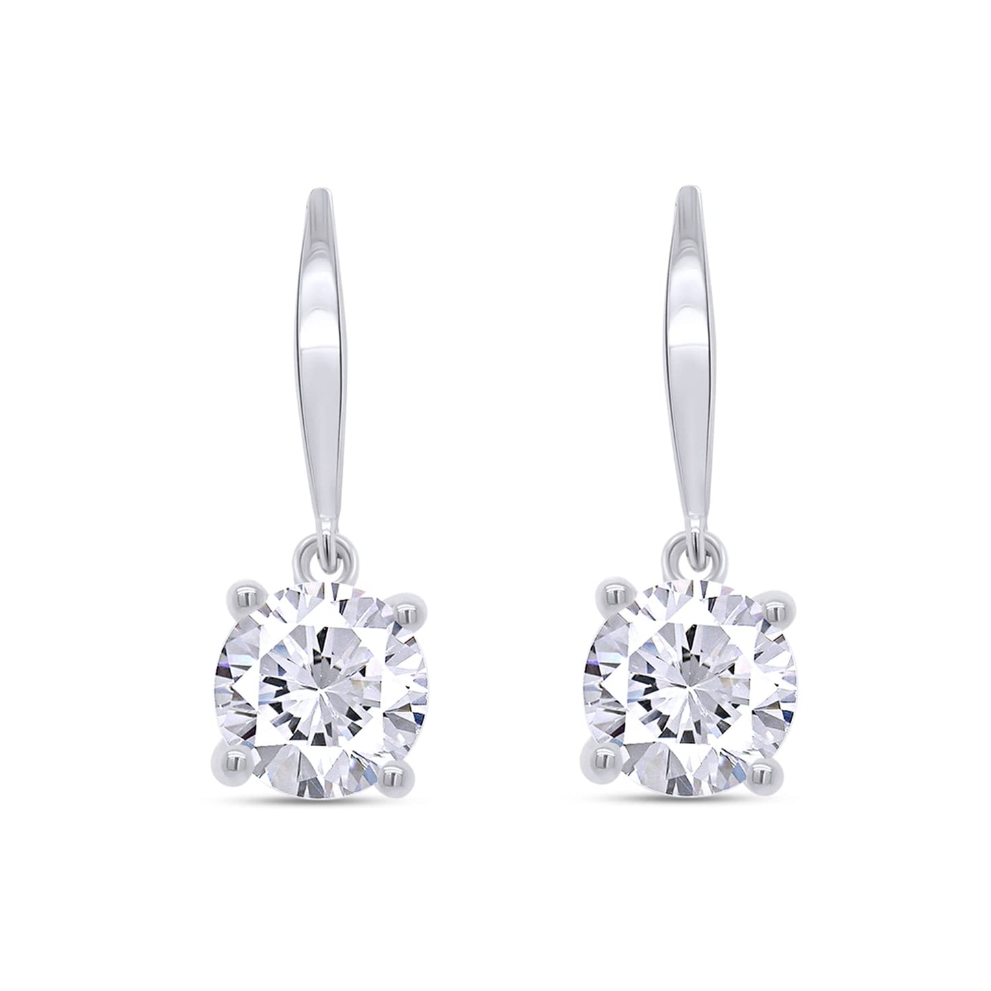 4 Carat Round Cut Lab Created Moissanite Diamond Dangle Earrings For Women In 925 Sterling Silver