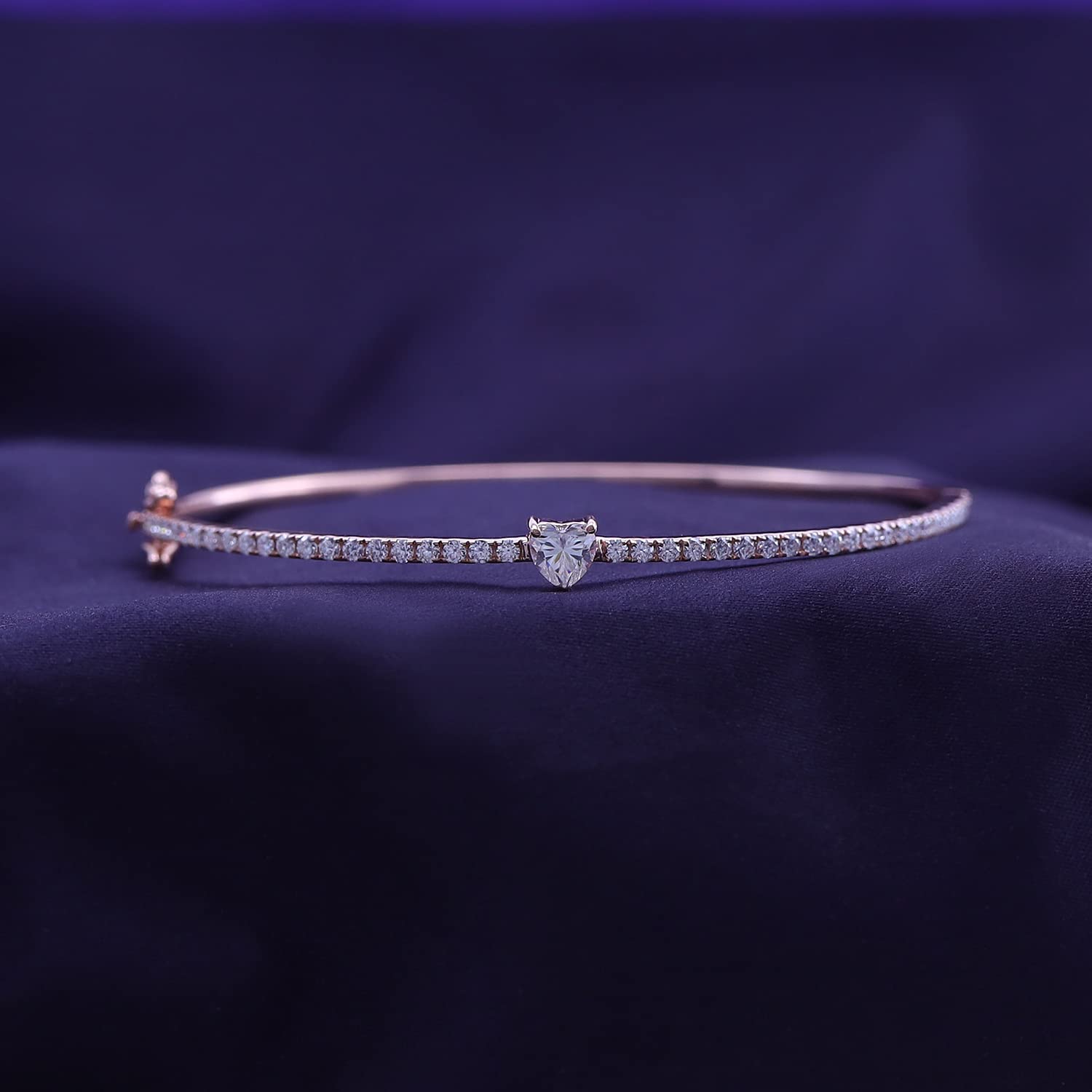 Heart & Round Lab Created Moissanite Tennis Bangle Bracelet