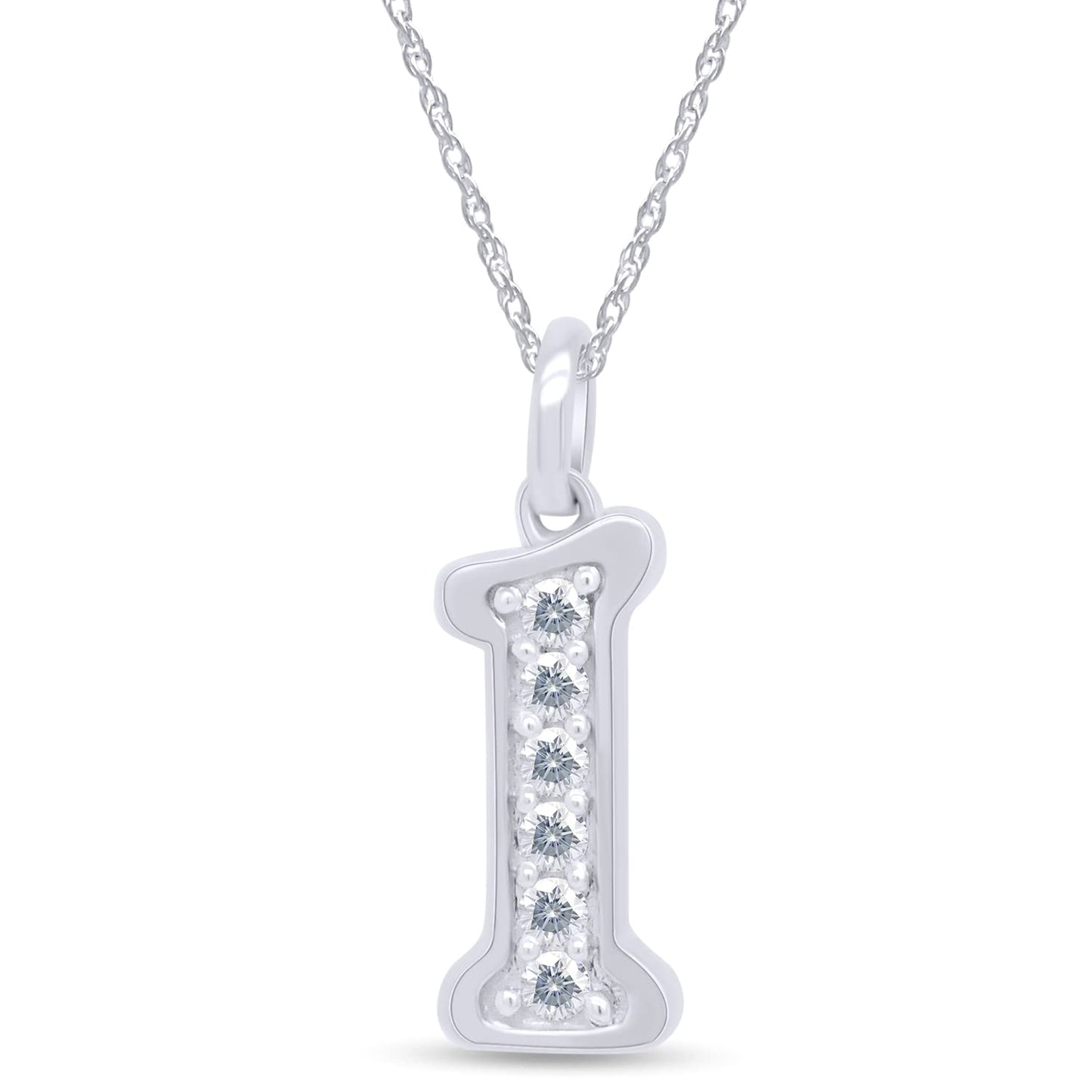 1/5 Carat Round Cut Lab Created Moissanite Diamond Initial Letter "I" Pendant Necklace In 925 Sterling Silver (0.20 Cttw)