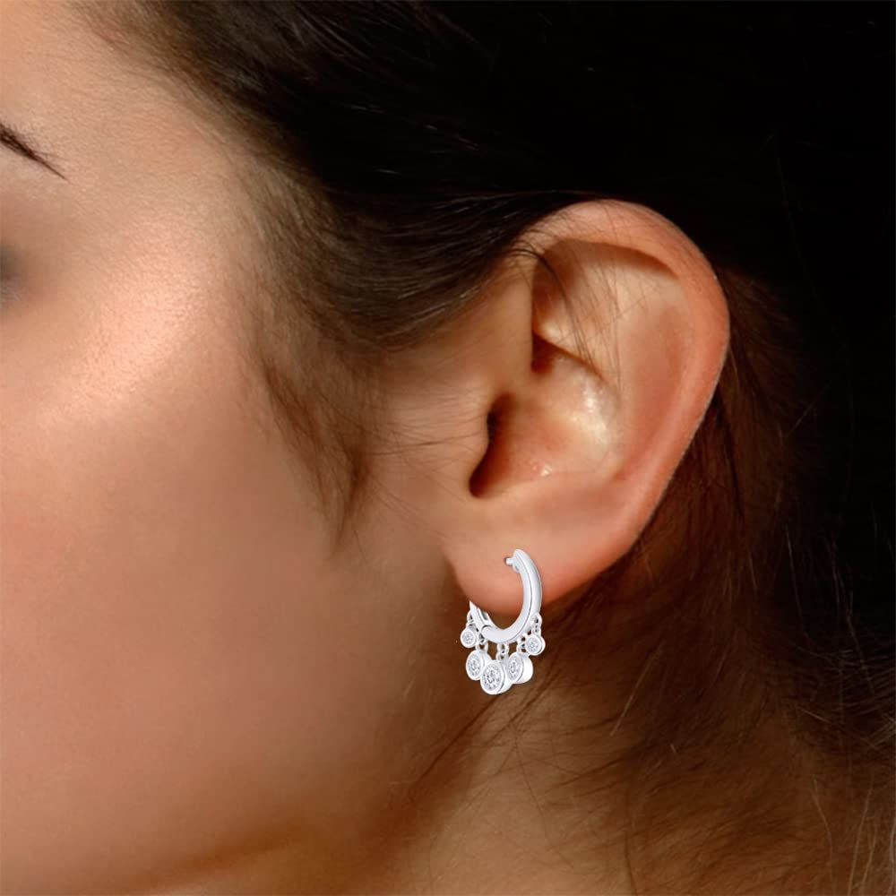 
                      
                        1.29 Carat Center Stone 4MM Round Cut Lab Created Moissanite Diamond Hoop Earrings In 925 Sterling Silver (1.29 Cttw)
                      
                    