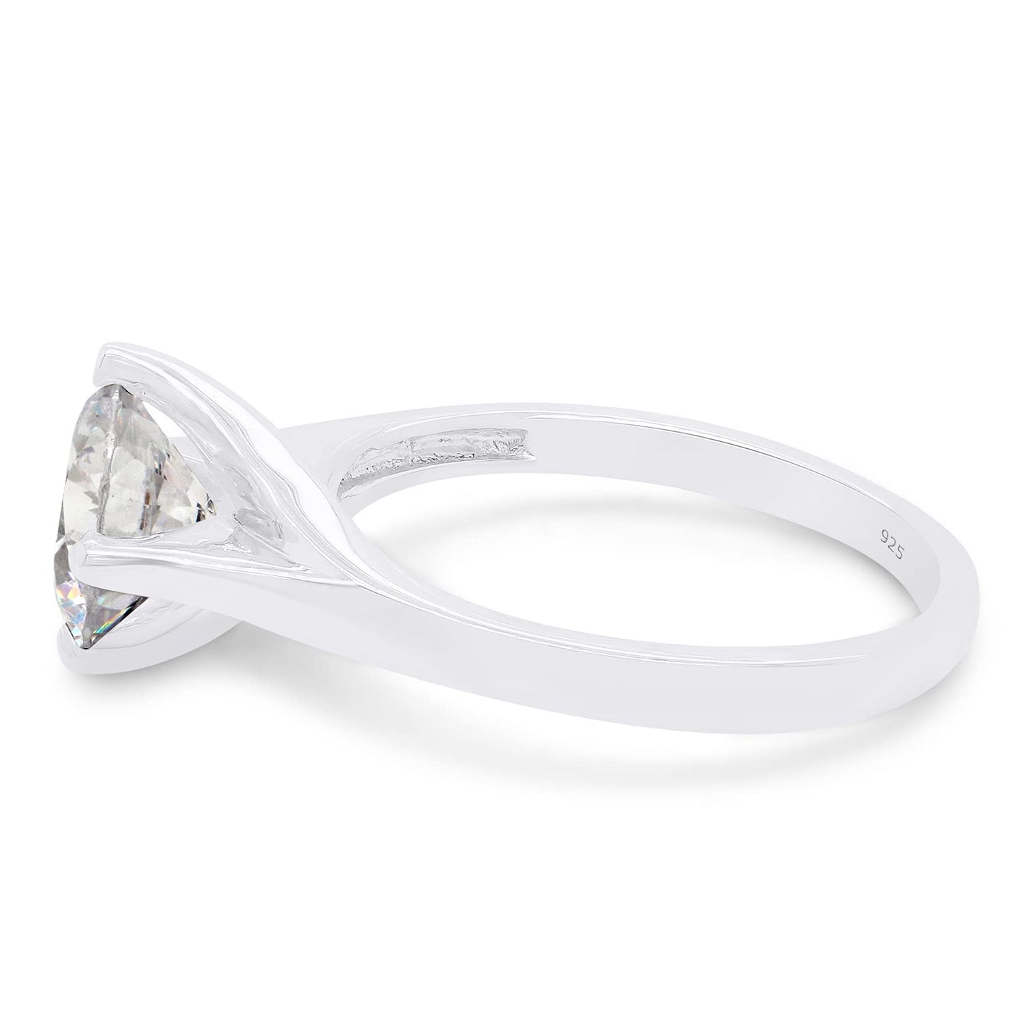 8MM Round Cut Lab Created Moissanite Diamond Solitaire Engagement Promise Ring for Women in 925 Sterling Silver (1.75 Cttw)