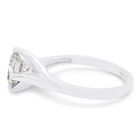8MM Round Cut Lab Created Moissanite Diamond Solitaire Engagement Promise Ring for Women in 925 Sterling Silver (1.75 Cttw)