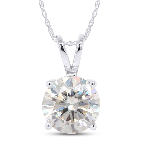 3 Carat Lab Created Moissanite Solitaire Pendant Necklaces for Women In 14K Solid Gold (3.00 Cttw)
