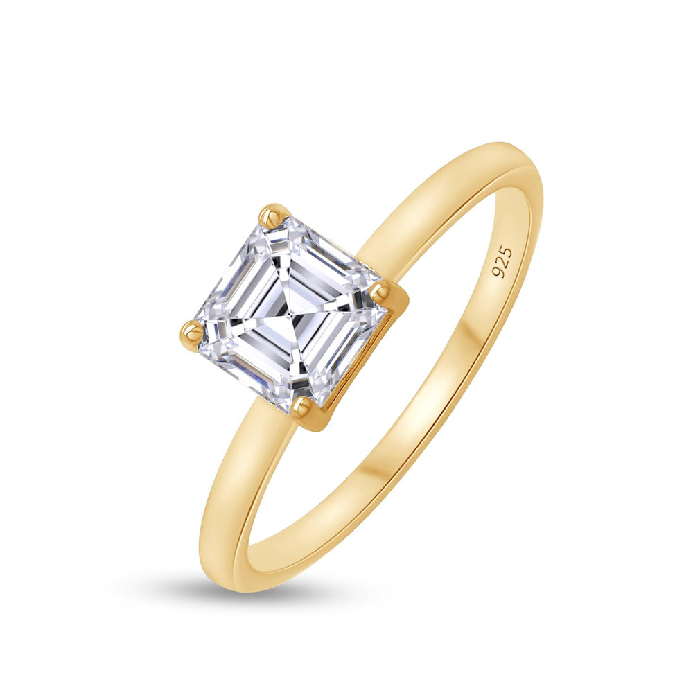 
                      
                        0.90 Carat 5.5MM Asscher Shape Lab Created Moissanite Diamond Solitaire Engagement Ring For Women In 925 Sterling Silver Or 10K Or 14K Solid Gold
                      
                    