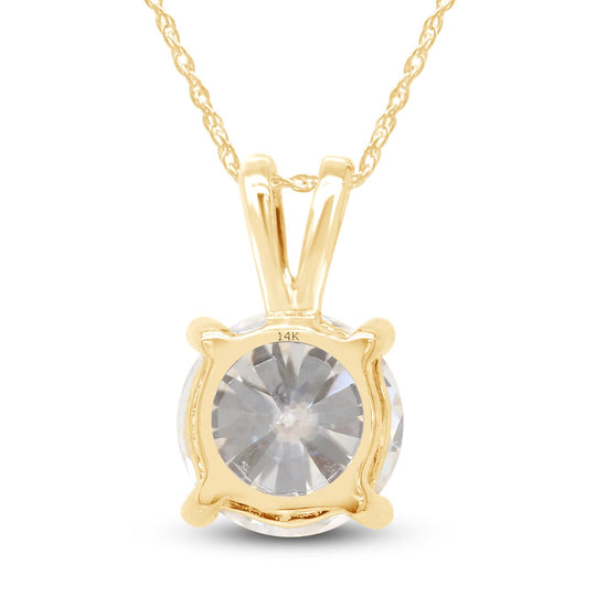 2 1/2 Carat 9MM Lab Created Moissanite Diamond Solitaire Pendant Necklace in 10K or 14K Solid Gold For Women (2.50 Cttw)