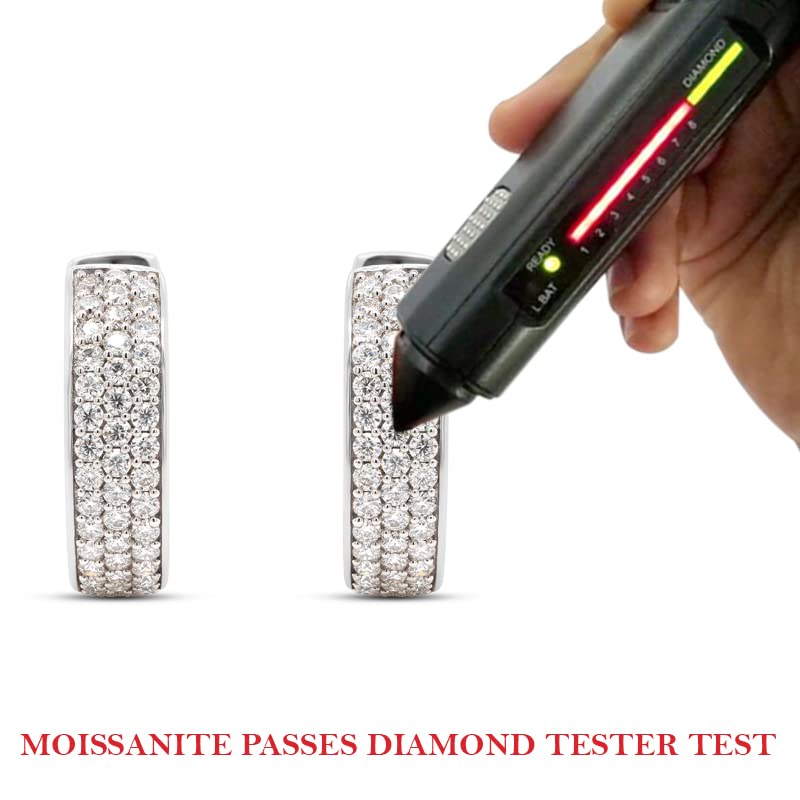 1.25 Carat Round Cut Lab Created Moissanite Diamond Triple Row Huggie Hoop Earrings In 10K Or 14K Solid Gold