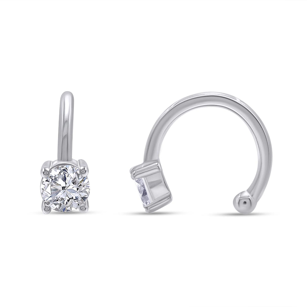 
                      
                        Round Sparkling Cubic Zirconia Solitaire Ear Cuff Clip On Cartilage Earrings For Women In 925 Sterling Silver
                      
                    